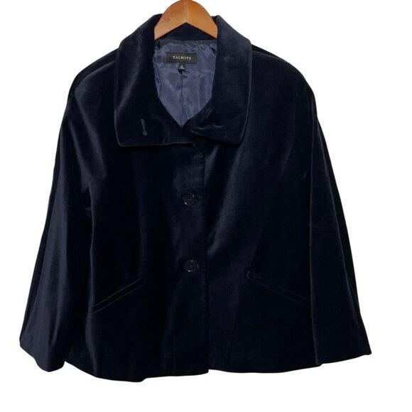 Talbots Navy Velvet Blazer Academia Teacher Old Money Luxury Preppy Size 10 - Picture 1 of 10